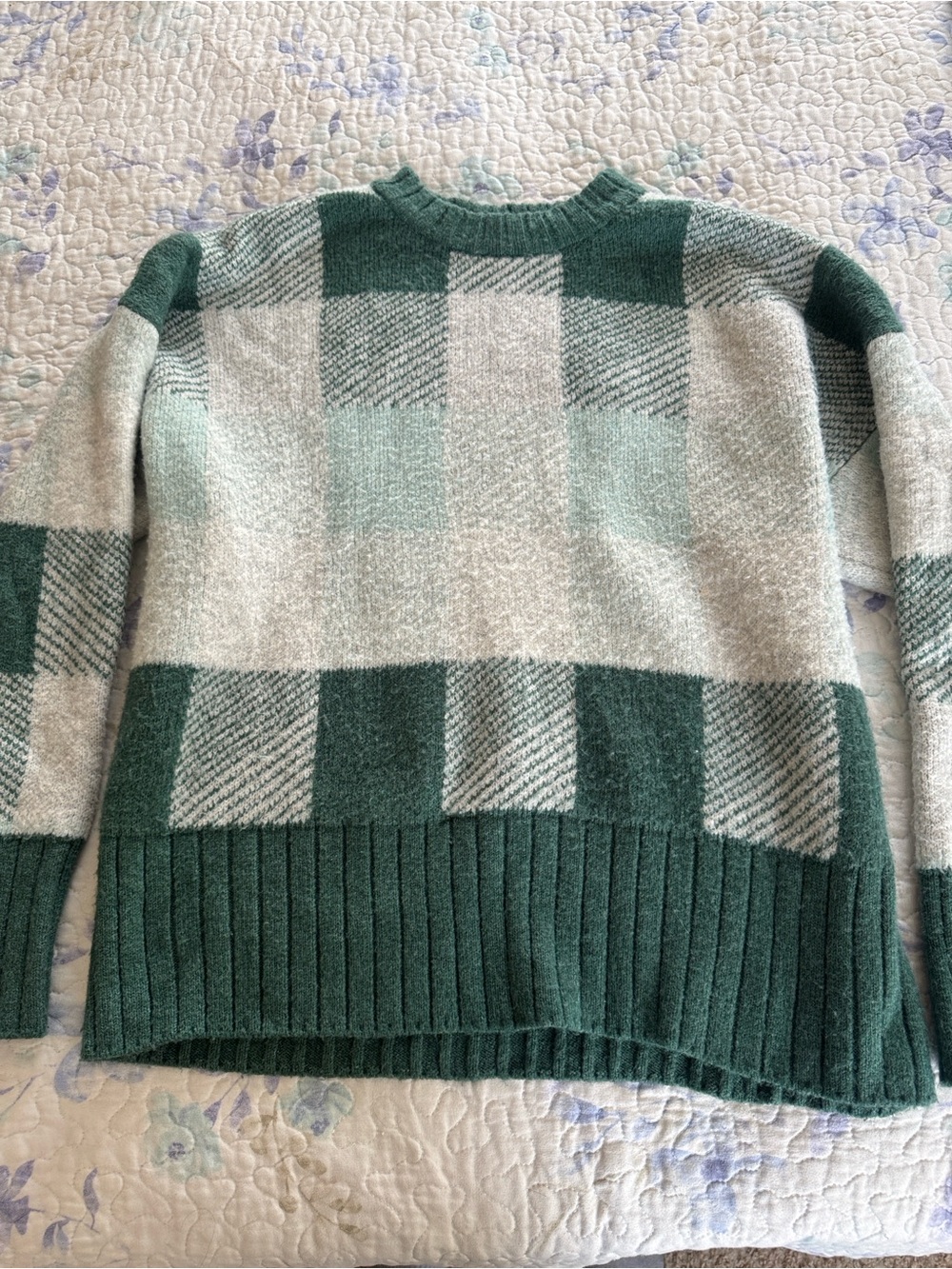 wild fable Green and Cream Plaid Knit Sweater